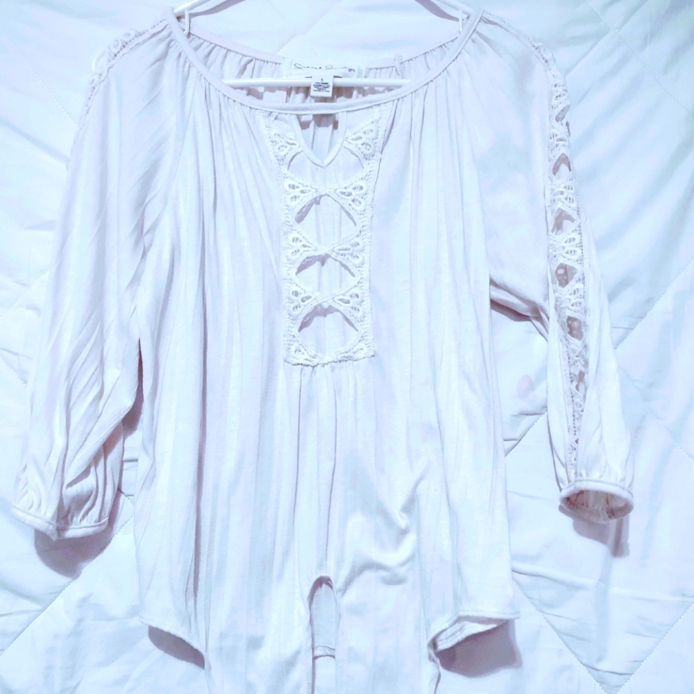 French Laundry Shirt Womens Size Small Color White Tie Front Lace